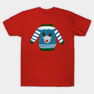 Cute ugly Christmas sweater reindeer T-Shirt